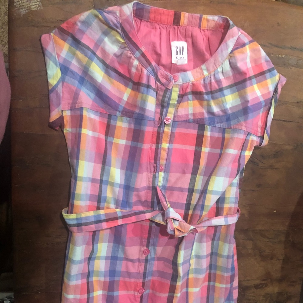 NWT GIRLS GAP SHIRT DRESS IN PINK PLAID!